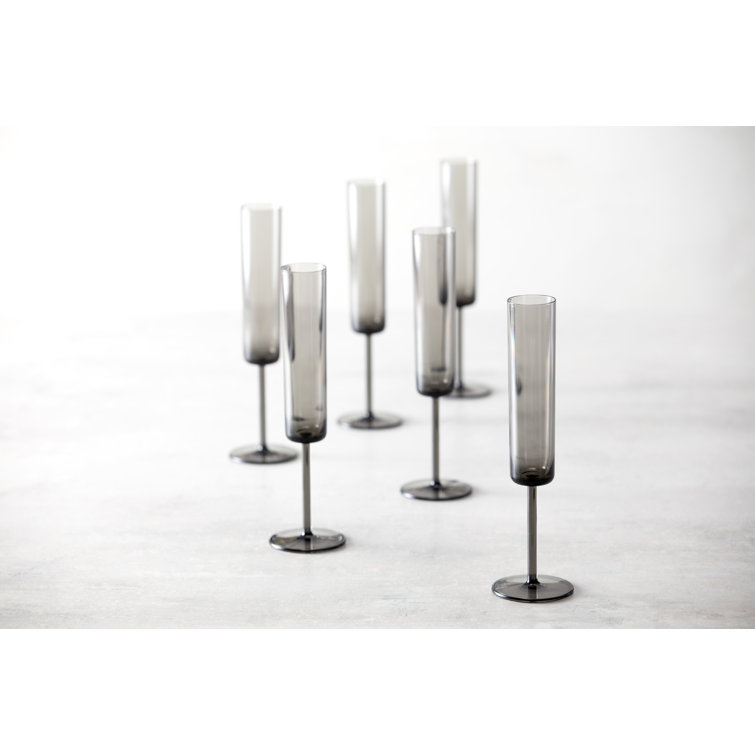 Gray 6oz Copolyester Champagne Flute Set of 6