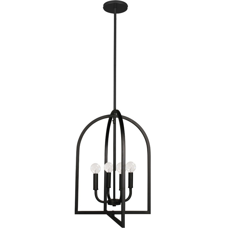 Pamela Matte Black Glass 4-Light Indoor/Outdoor Pendant