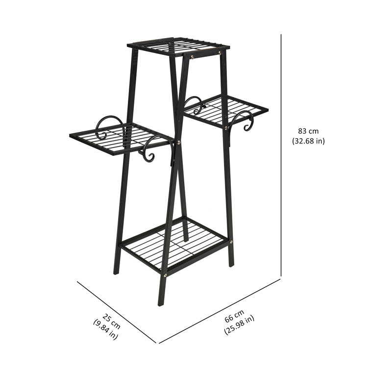 Black Metal 3-Tier Outdoor Plant Stand