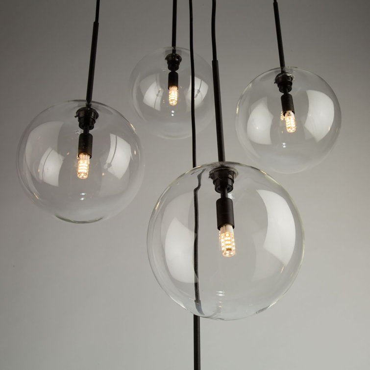 Black Glass Globe 5-Light LED Pendant