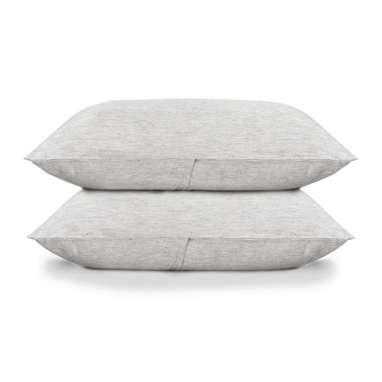 King Size Shadow Pinstripe French Linen Pillowcase Set