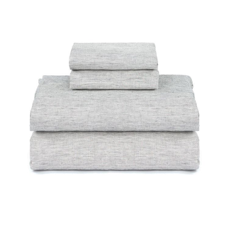 Twin Shadow Pinstripe French Linen Sheet Set