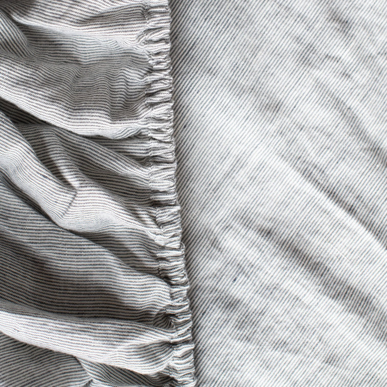 Twin Shadow Pinstripe French Linen Sheet Set