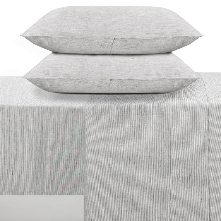 Twin Shadow Pinstripe French Linen Sheet Set