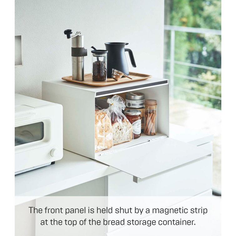 White Steel Minimalist Bread Box with Handles