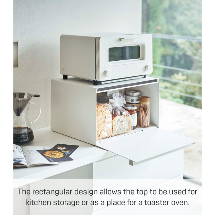 White Steel Minimalist Bread Box with Handles