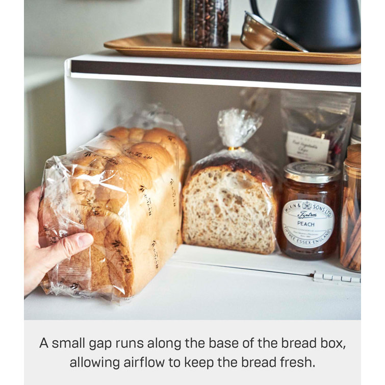 White Steel Minimalist Bread Box with Handles