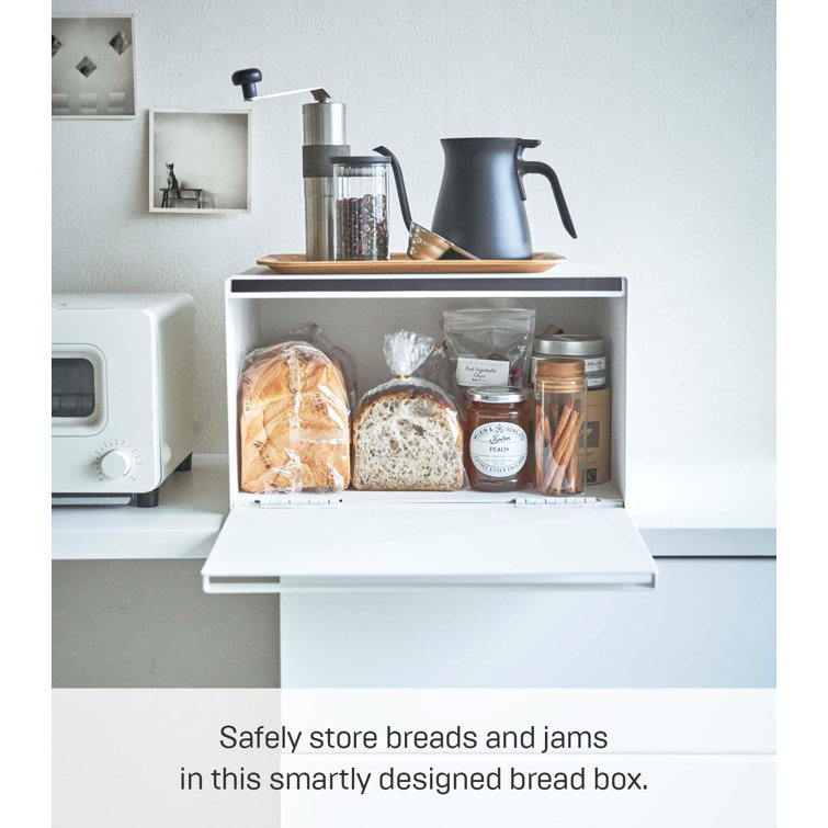 White Steel Minimalist Bread Box with Handles