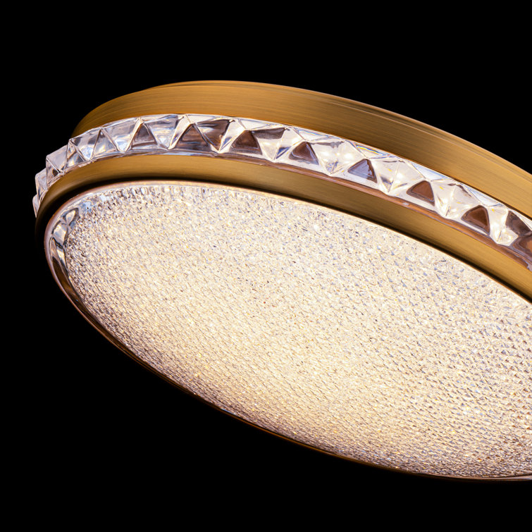 Aged Brass Crystal LED Flush Mount Ceiling Light