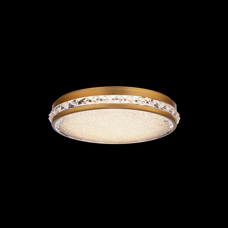 Aged Brass Crystal LED Flush Mount Ceiling Light