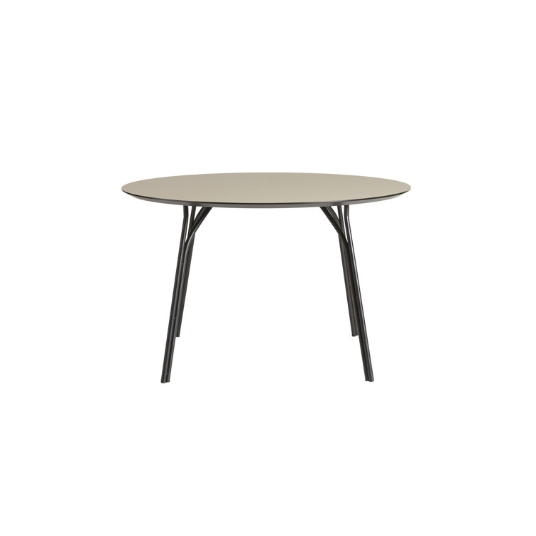 Beige Round Scandinavian Dining Table with Steel Legs, 47.2"