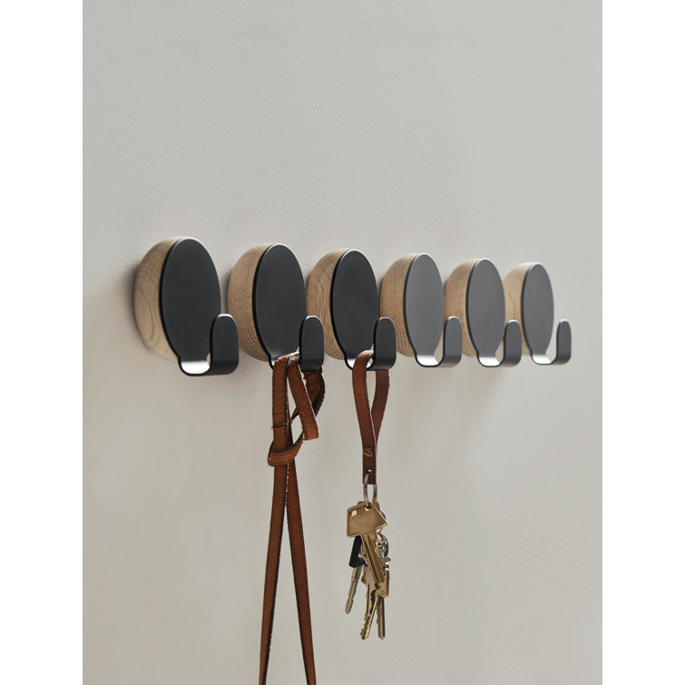 Dark Gray Metal and Oak Wood Wall Hook