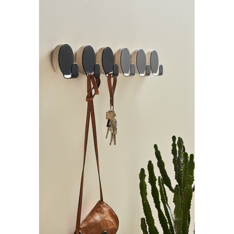 Dark Gray Metal and Oak Wood Wall Hook