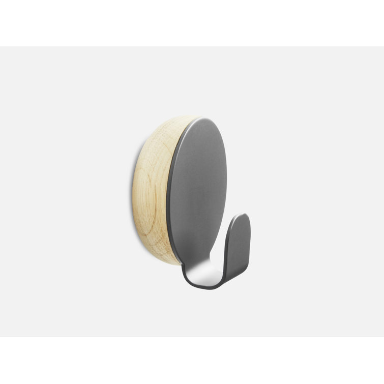 Dark Gray Metal and Oak Wood Wall Hook