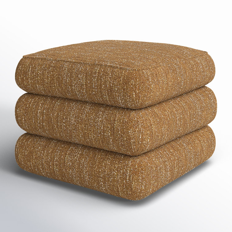 Mellow Mustard Upholstered Solid Wood Accent Stool