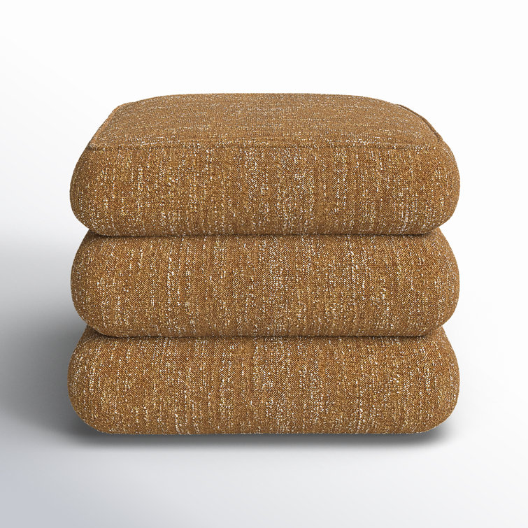 Mellow Mustard Upholstered Solid Wood Accent Stool