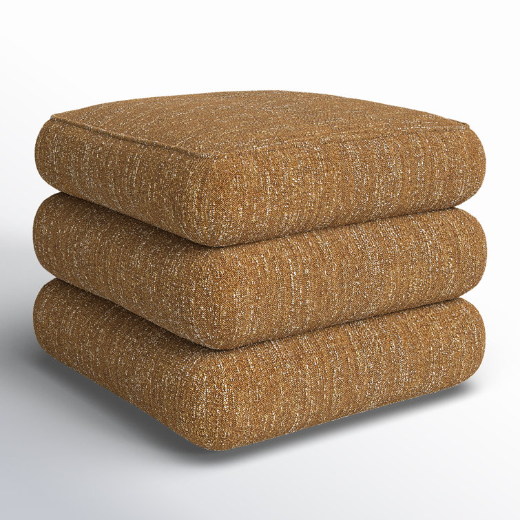Mellow Mustard Upholstered Solid Wood Accent Stool