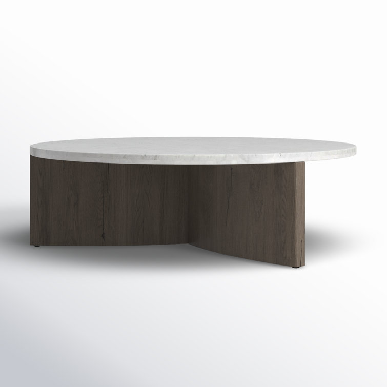 Contemporary Rustic Grey Oak & White Marble Round Coffee Table