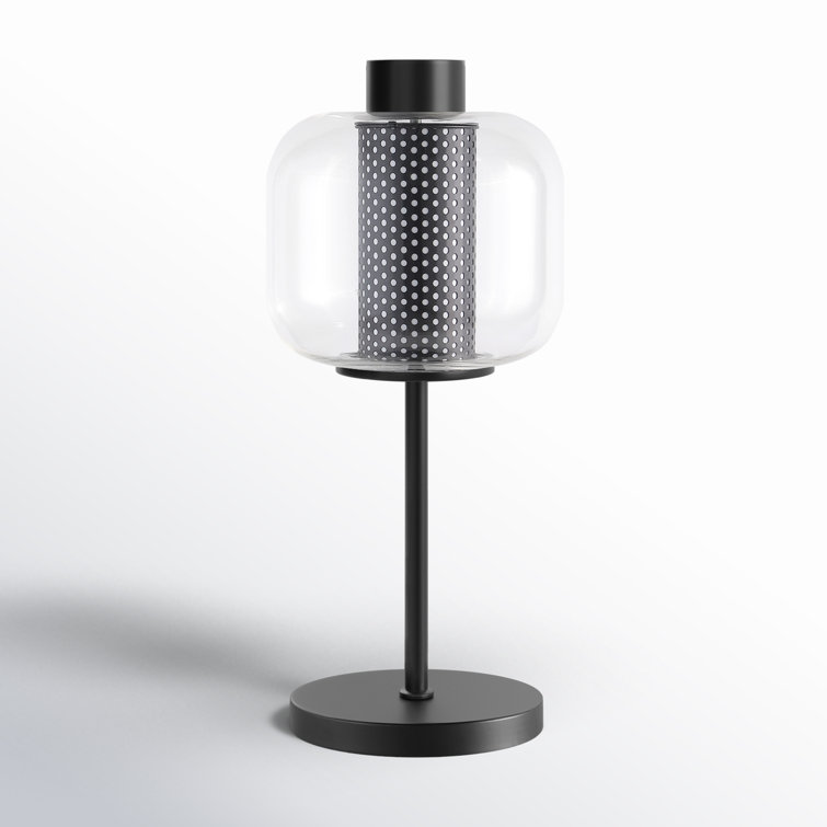 Black Iron Table Lamp with Clear Glass Shade