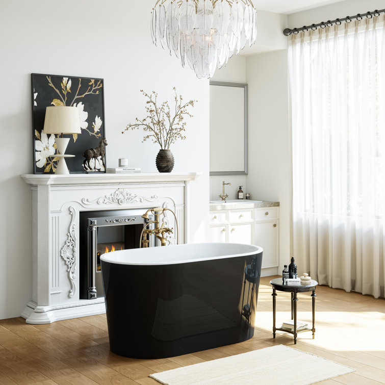 Selene 47'' Black Freestanding Acrylic Soaking Bathtub
