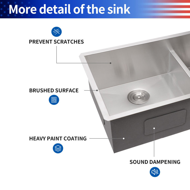 30'' Stainless Steel Undermount Double Bowl Kitchen Sink