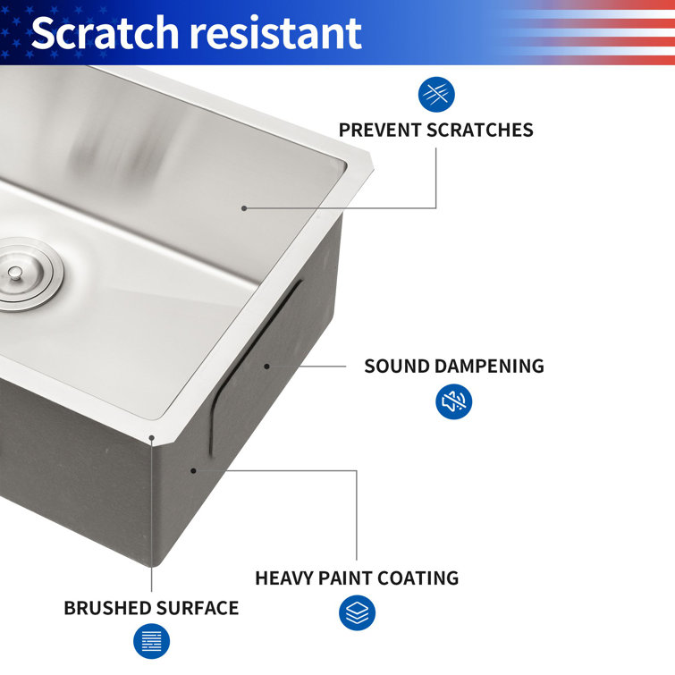 33'' Stainless Steel Undermount Single Bowl Kitchen Sink