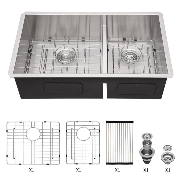 30'' Stainless Steel Undermount Double Bowl Kitchen Sink