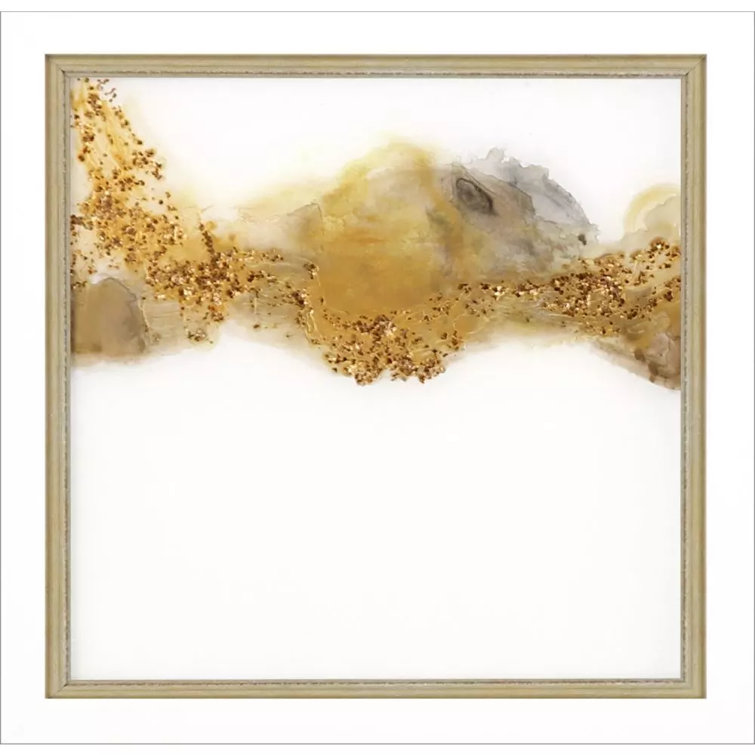 Lacquered White and Gold Acrylic Shadow Box Wall Art Set