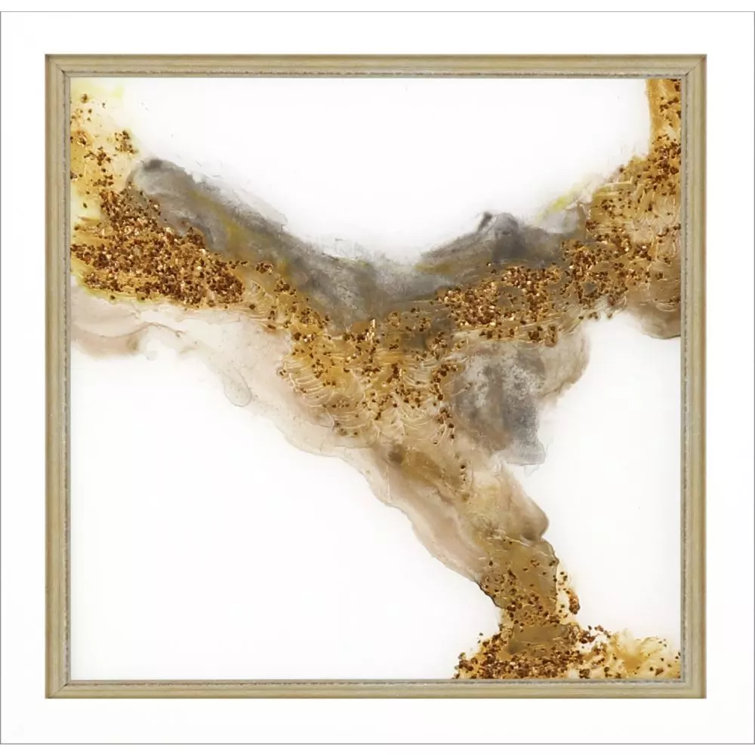 Lacquered White and Gold Acrylic Shadow Box Wall Art Set