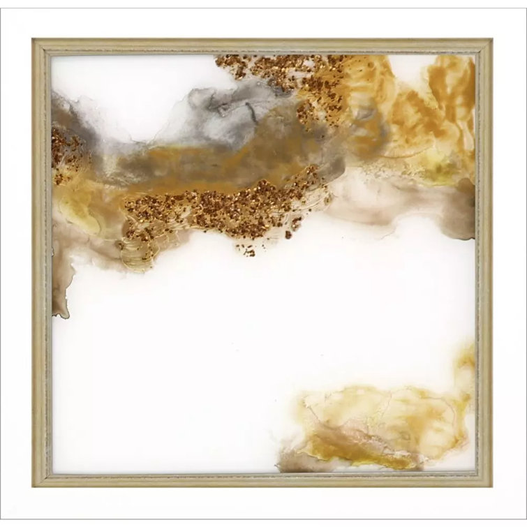 Lacquered White and Gold Acrylic Shadow Box Wall Art Set