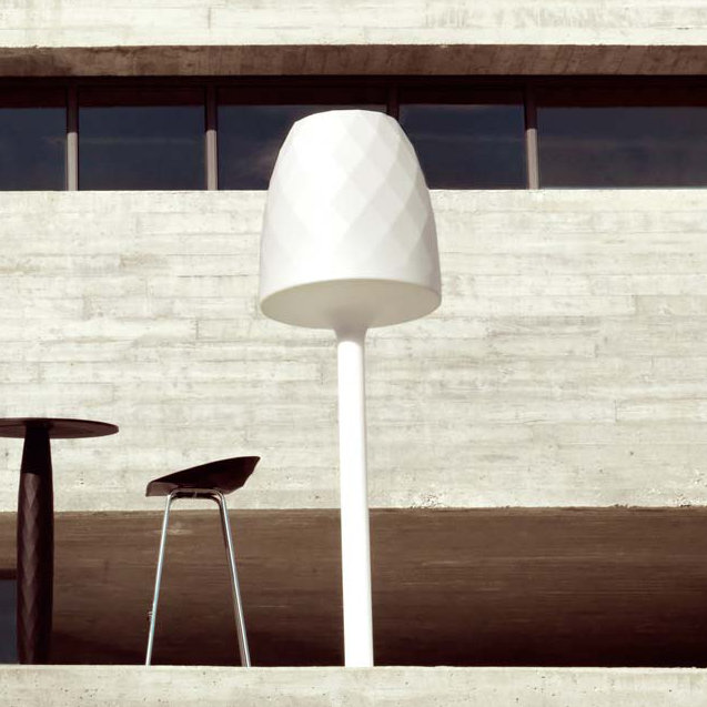 Cordless Ice Blue Polyethylene Resin Outdoor Floor Lamp