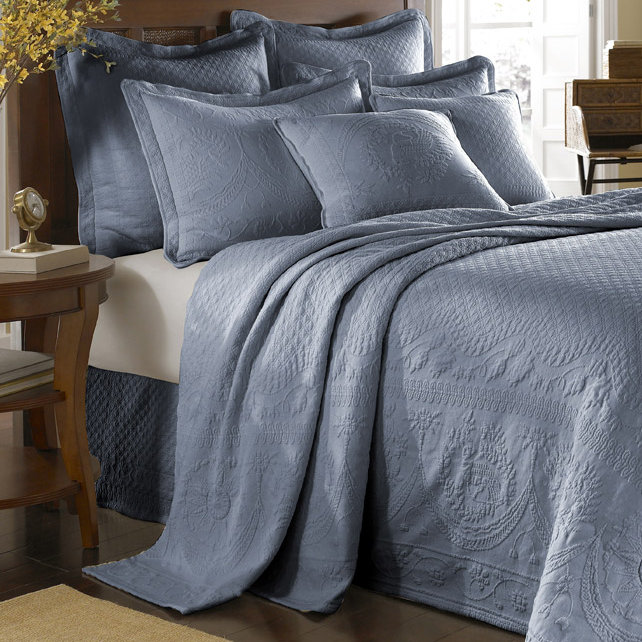 White Organic Cotton Reversible Full Bedspread Set