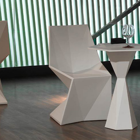 Karim Rashid's Modern Faceted White Polyethylene Outdoor Dining Chair