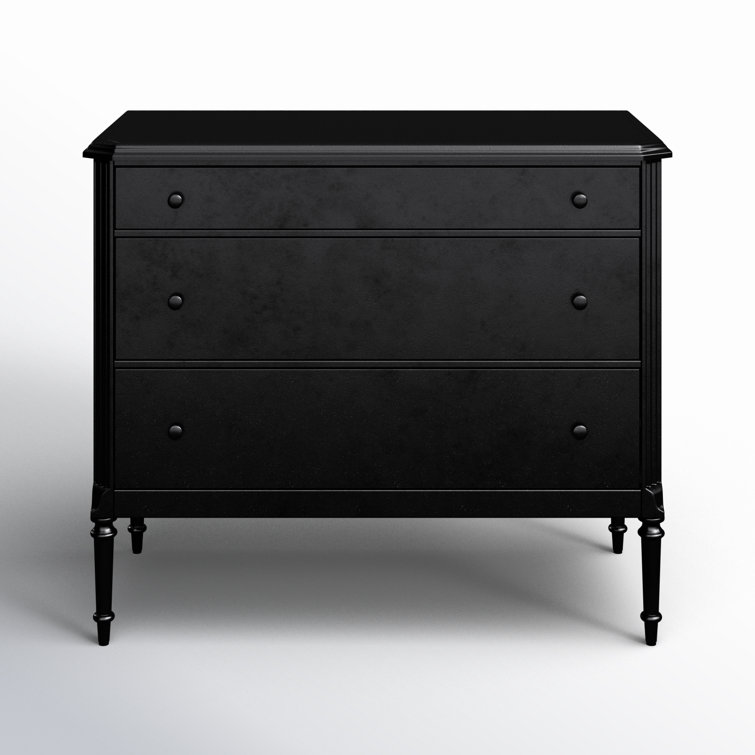 Matte Black Iron 3-Drawer Dresser with Turned Legs