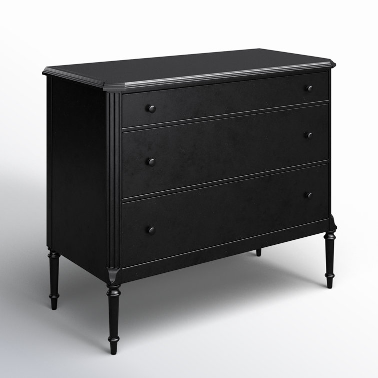 Matte Black Iron 3-Drawer Dresser with Turned Legs