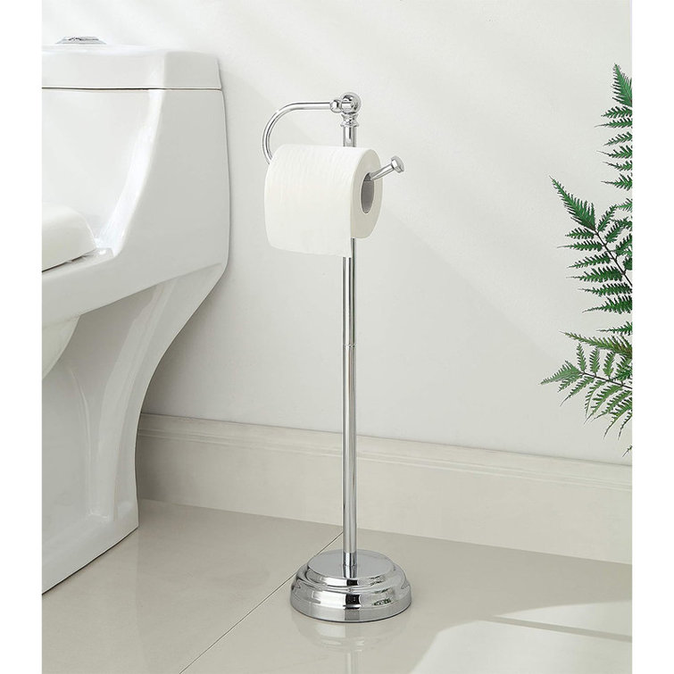Chrome Free Standing Toilet Paper Roll Holder Stand
