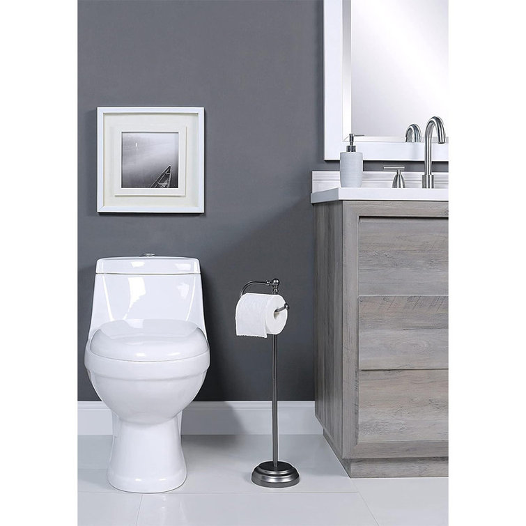 Black Metal Free Standing Toilet Paper Holder