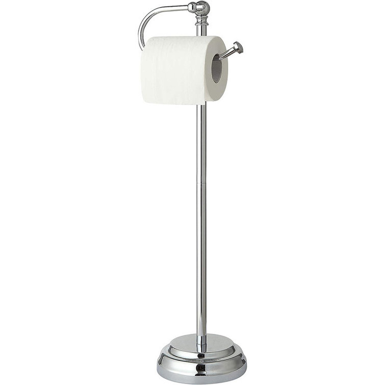 Chrome Free Standing Toilet Paper Roll Holder Stand