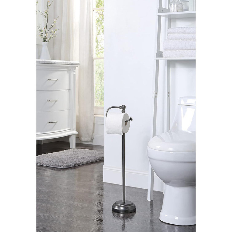 Black Metal Free Standing Toilet Paper Holder