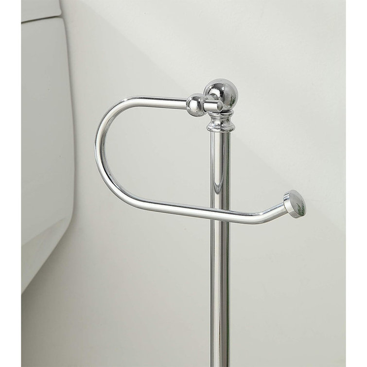 Chrome Free Standing Toilet Paper Roll Holder Stand