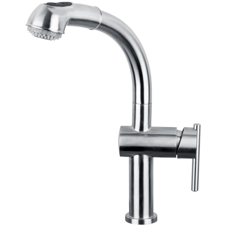 Solid Stainless Steel Single Lever Kitchen Faucet with Pull-out Spray