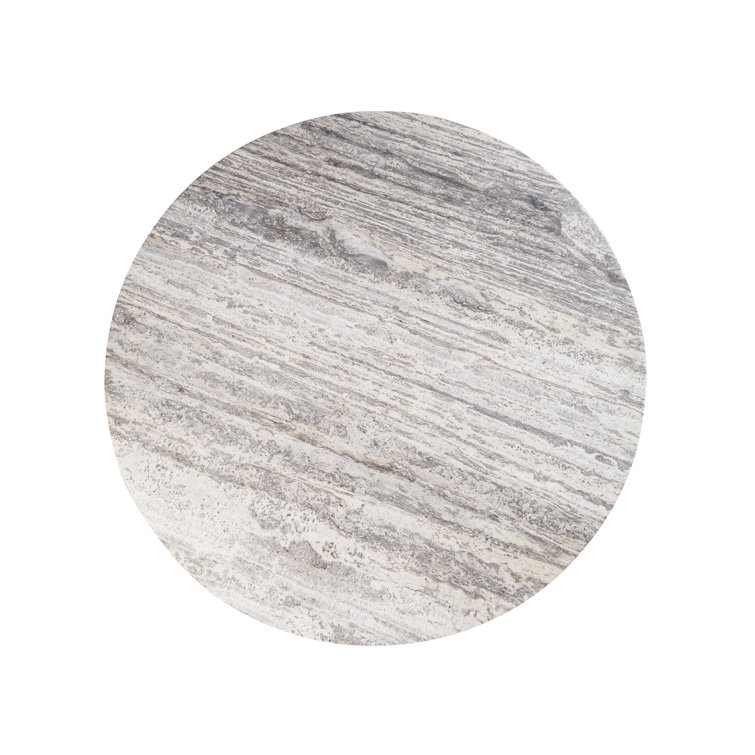 Round White Travertine Pedestal Dining Table