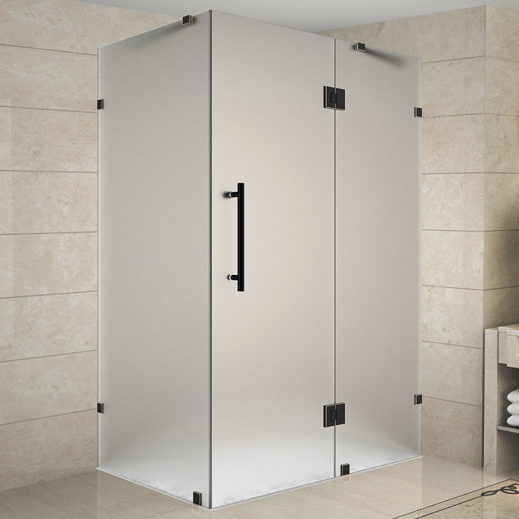 Avalux Frosted Glass Frameless Hinged Shower Enclosure with Stainless Steel Hardware