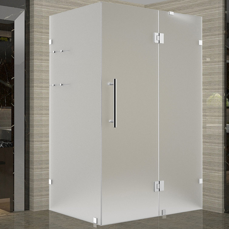 Avalux Frosted Glass Stainless Steel Frameless Shower Enclosure