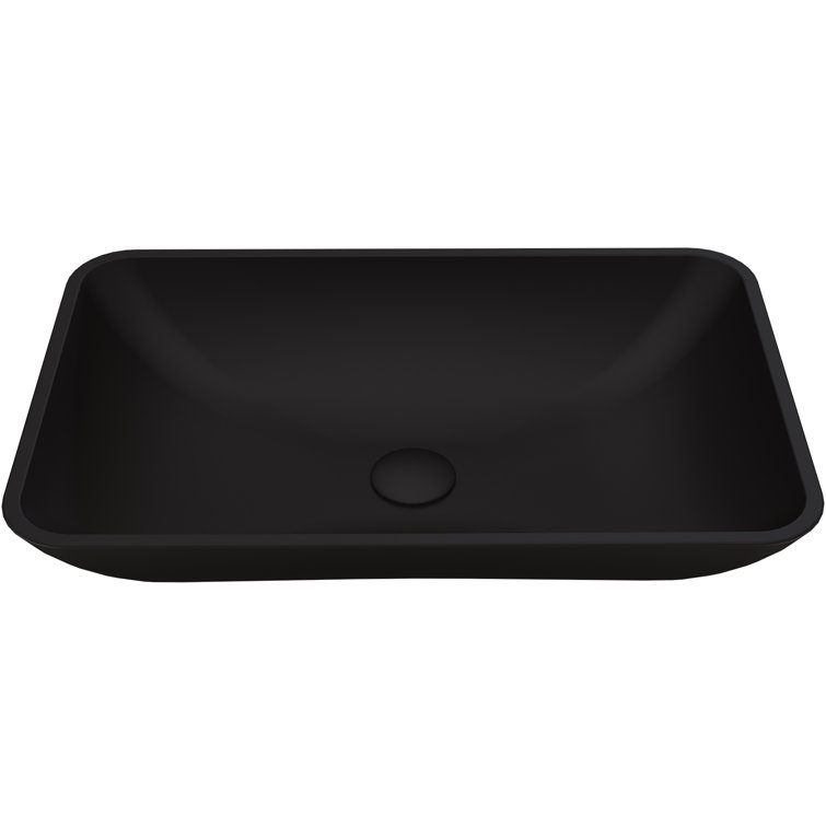 Matte Black Rectangular Glass Vessel Bathroom Sink