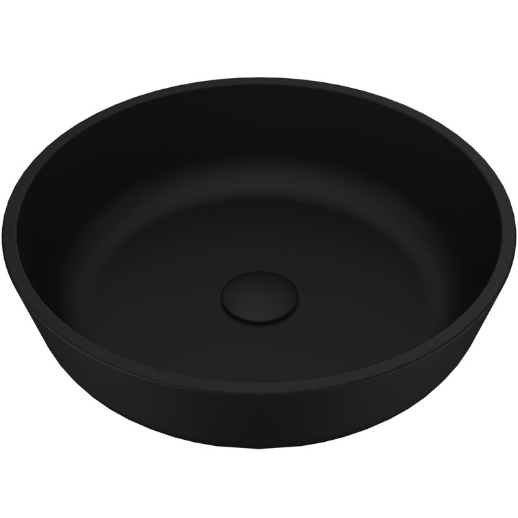 Modus Matte Black Glass Round Vessel Bathroom Sink