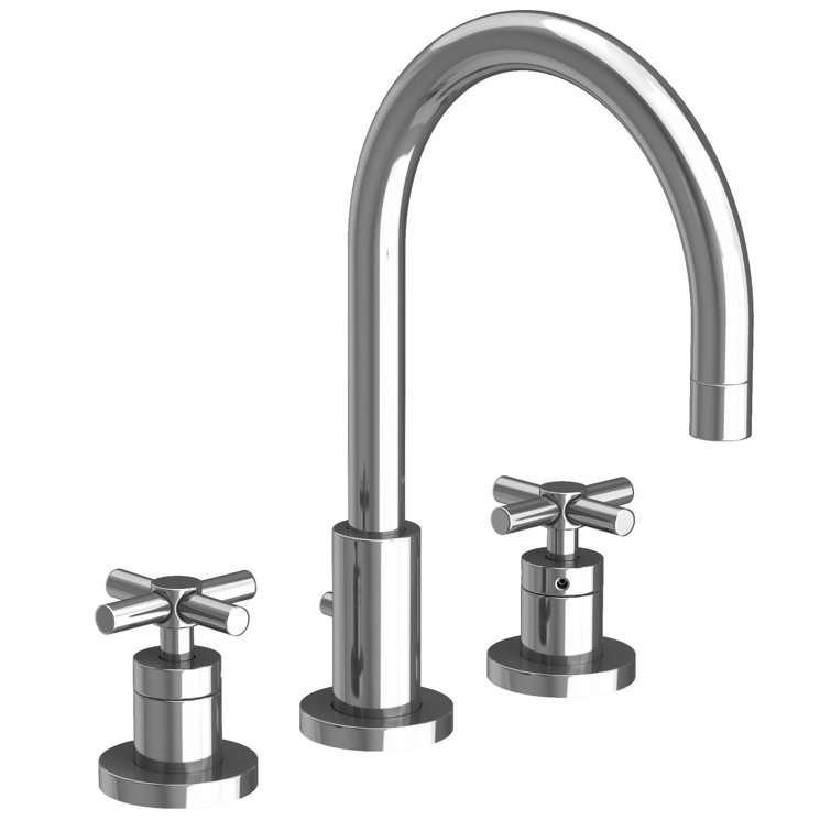 Polished Chrome Widespread Bathroom Faucet with Drain Assembly