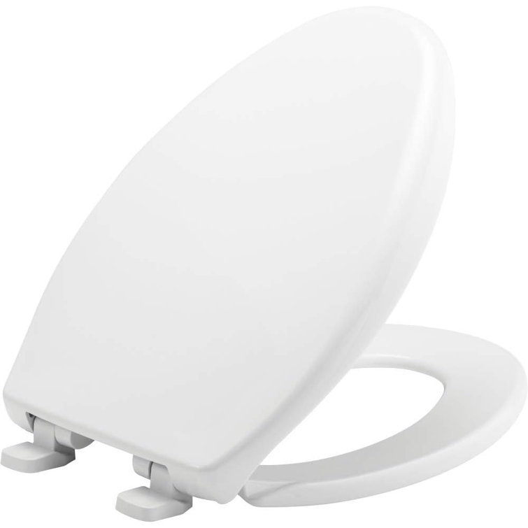 White Elongated Heavy Duty Plastic Toilet Seat with Slow Close