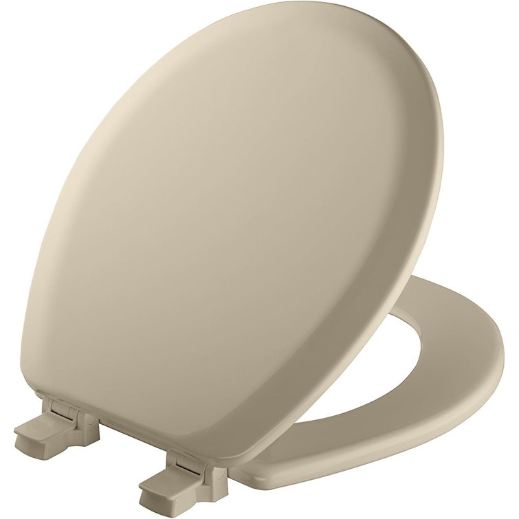 Bone Gloss Round Enameled Wood Toilet Seat with Lid