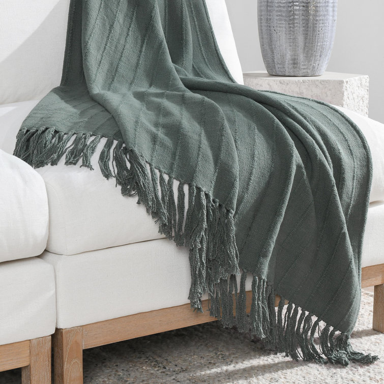 Hendri Knotted Tassel 50”x70” Throw Blanket in White